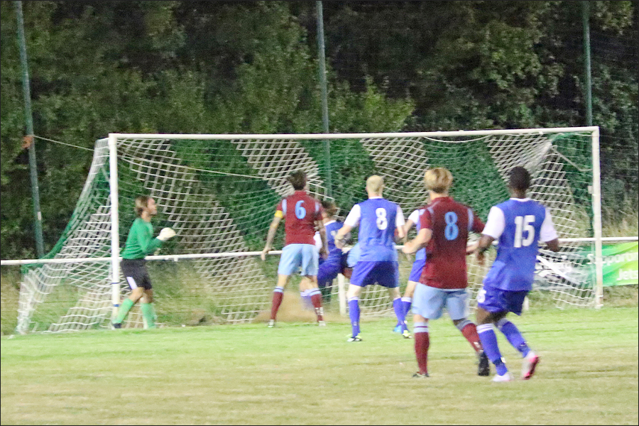 Welwyn clear off the line with their keeper beaten