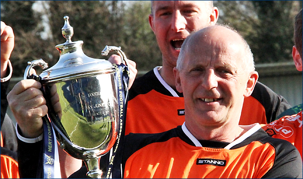 Manager Dave Barratt with the trophy